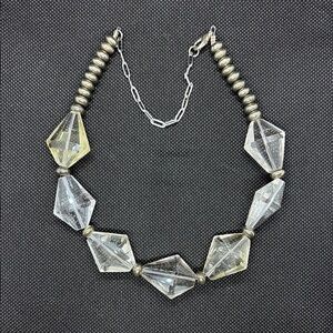 Bold Citrine Necklace with Silver Bead Accents. 14-18”